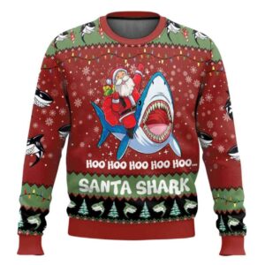 Santa Shark Hoo Hoo Hoo Ugly Christmas Sweater