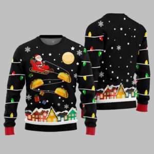 Santa Taco Sleigh Ugly Sweater Christmas 2025 - Grishko.com