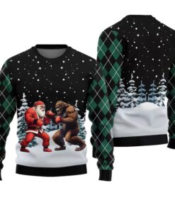 Alternative view of Santa Vs Bigfoot Boxing Ugly Holiday Sweater