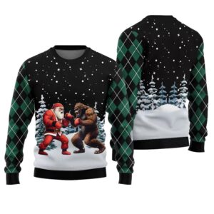 Santa Vs Bigfoot Boxing Ugly Holiday Sweater - Grishko.com