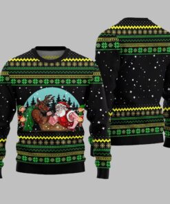 Alternative view of Santa Vs Reindeer Arm Wrestling Ugly Sweater Christmas 2025
