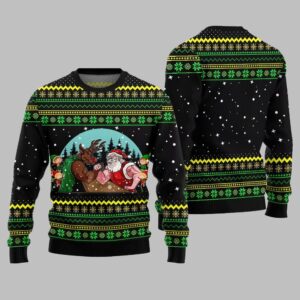 Alternative view of Santa Vs Reindeer Arm Wrestling Ugly Sweater Christmas 2025 - Grishko.com