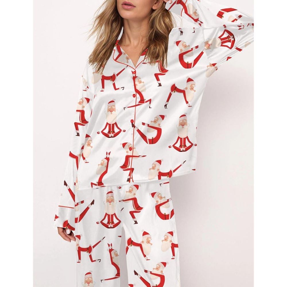 Santa Yoga Satin Pajama Set For Women - Image 2