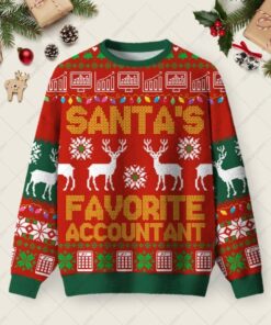 Santa's Favorite Accountant Ugly Christmas Fuzzy Fleece Sweatshirt