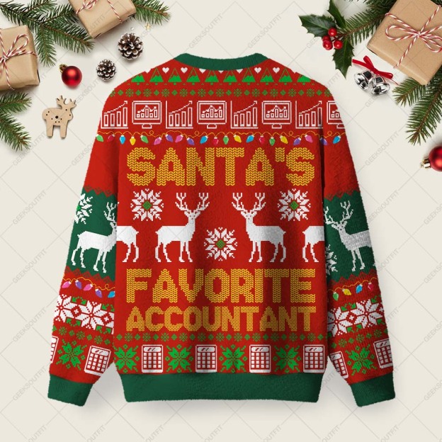 Alternative view of Santa's Favorite Accountant Ugly Christmas Fuzzy Fleece Sweatshirt