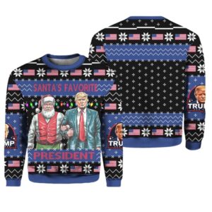 Alternative view of Santa's Favorite President Trump Ugly Christmas Sweater - Grishko.com