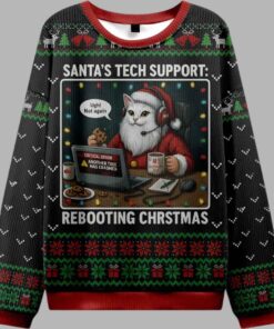 Santa's Tech Support Cats Rebooting Christmas Christmas Ugly Sweater