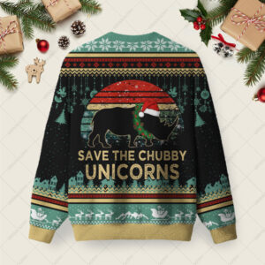 Alternative view of Save The Chubby Unicorns Christmas Fuzzy Fleece Sweatshirt