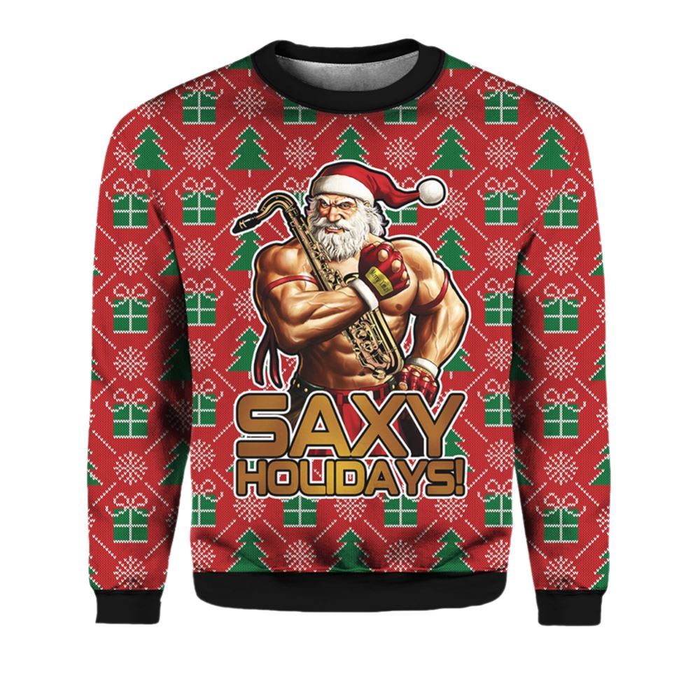 Saxy Holidays Ugly Christmas Sweater - Grishko.com