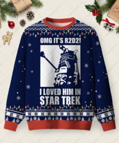 Sci-Fi Mix-Up Moment Ugly Christmas Fuzzy Fleece Sweatshirt