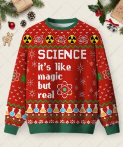Science It's Like Magic But Real Ugly Christmas Fuzzy Fleece Sweatshirt