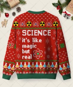 Alternative view of Science It's Like Magic But Real Ugly Christmas Fuzzy Fleece Sweatshirt