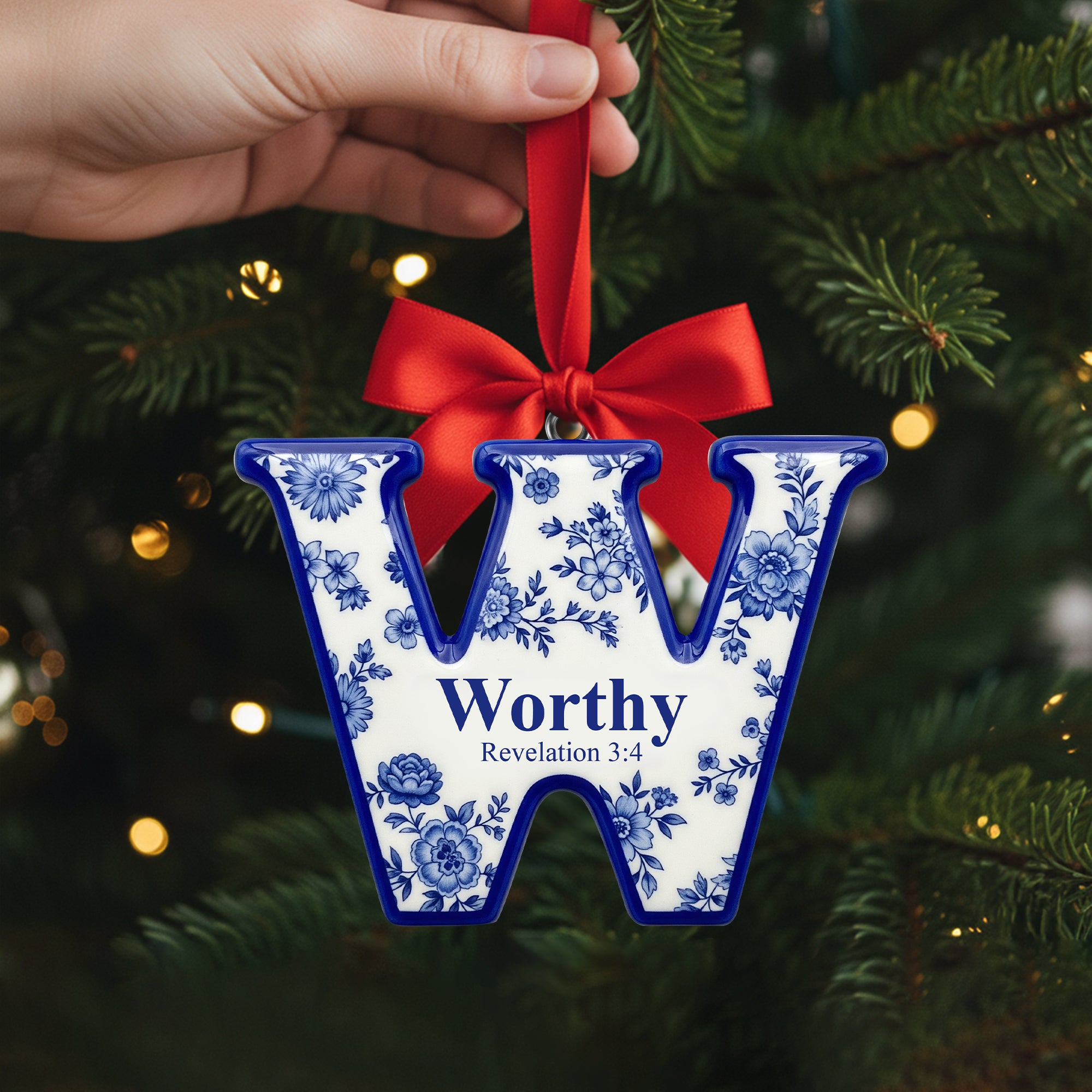 Alternative view of Scripture Initial Christmas Ornament - Personalized Gifts For Christian 01HYLU170925