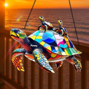 Sea Turtle Family Personalized Gifts For Grandma Suncatcher Ornament 05tgtn020825