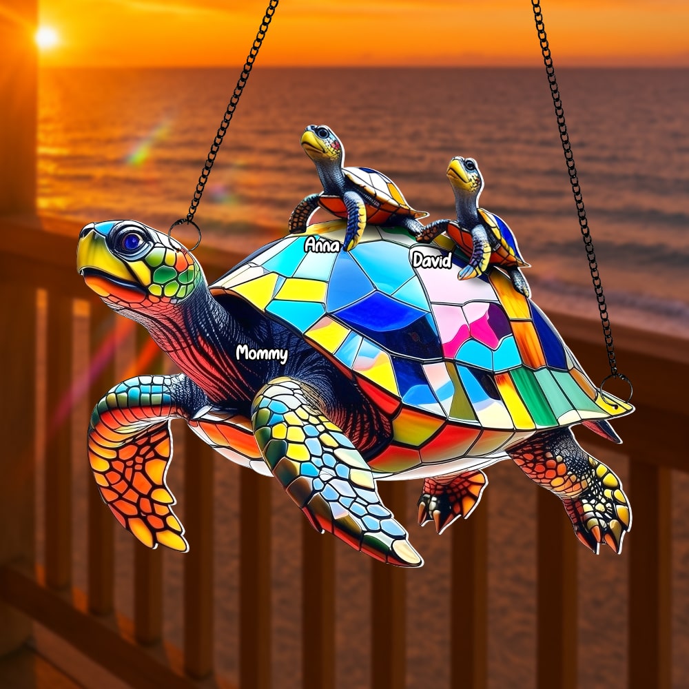 Sea Turtle Family Personalized Gifts For Grandma Suncatcher Ornament 05tgtn020825