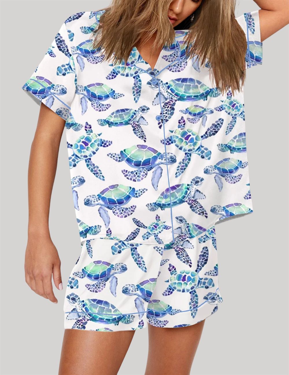 Alternative view of Sea Turtles Summer Sea Life Animal Pajama Set