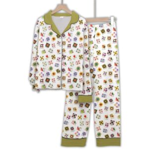 Sewing Lover Pajama Set Flower Quilt Block Pattern