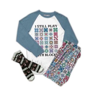 Sewing Lover Raglan Lounge Pajamas I Still Play With Blocks Cool Tone