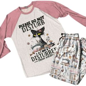 Alternative view of Sewing Lover Raglan Lounge Pajamas Please Do Not Disturb