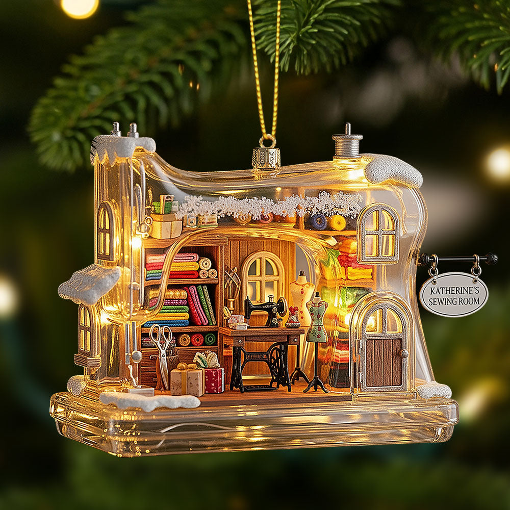 Alternative view of Sewing Machine Cozy House Ornament, Personalized Gifts For Sewing Lovers 02qhti040925