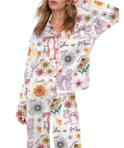 She Is Mom Coquette Motherâ€™s Day Gift Satin Pajama Set For Women