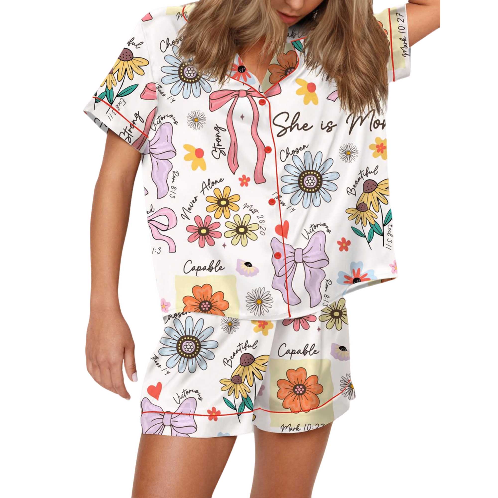 Alternative view of She Is Mom Coquette Motherâ€™s Day Gift Satin Pajama Set For Women