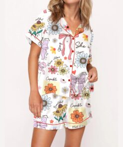 She Is Mom Coquette Mother's Day Gift Satin Pajama Set