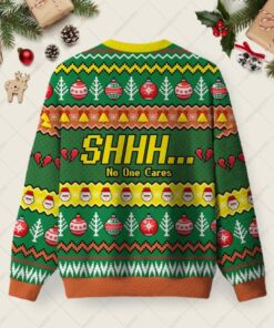 Alternative view of Shhh...No One Cares Ugly Christmas Fuzzy Fleece Sweatshirt