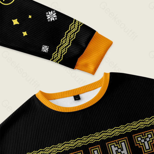 Shiny Black Ugly Christmas Sweater Sweatshirt - Image 3