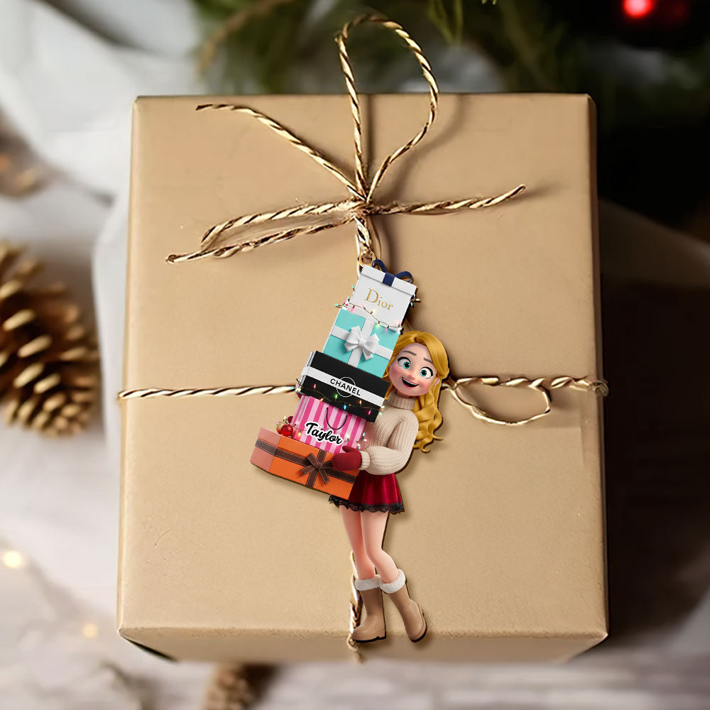 Alternative view of Shopping Girl Ornament - Personalized Gift For Christmas Ornament 04NATI181025