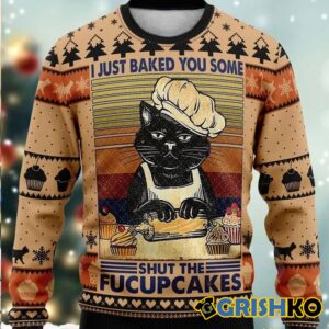 Shut The Fucupcakes Christmas Ugly Christmas Sweater - Grishko.com