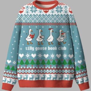 Alternative view of Silly Goose Book Club Ugly Christmas Sweater - gullprint.com