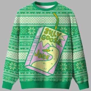 Alternative view of Silly Goose Juice Party Green Ugly Christmas Sweater - gullprint.com