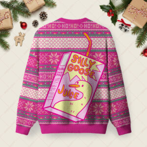 Alternative view of Silly Goose Juice Party Pink Christmas Fuzzy Fleece Sweatshirt