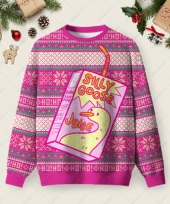 Silly Goose Juice Party Pink Christmas Fuzzy Fleece Sweatshirt