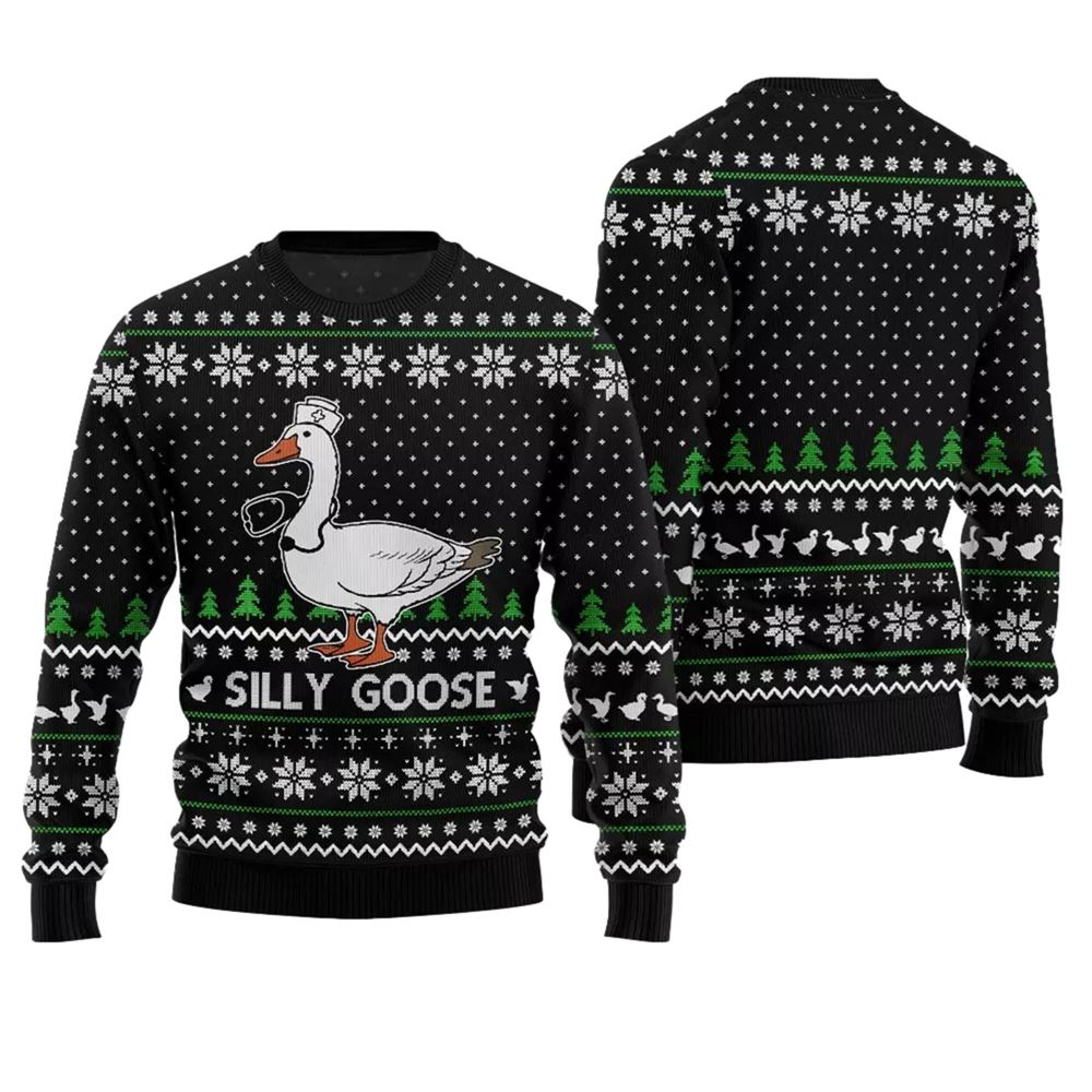 Silly Goose Nurse Ugly Christmas Sweater - Grishko.com