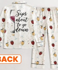 Alternative view of Sips About To Go Down Personalized Pajama Set