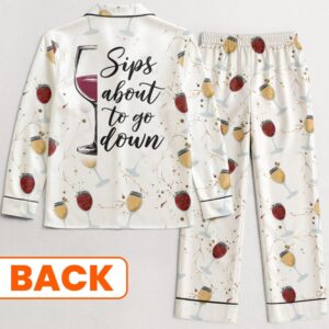 Alternative view of Sips About To Go Down Personalized Pajama Set