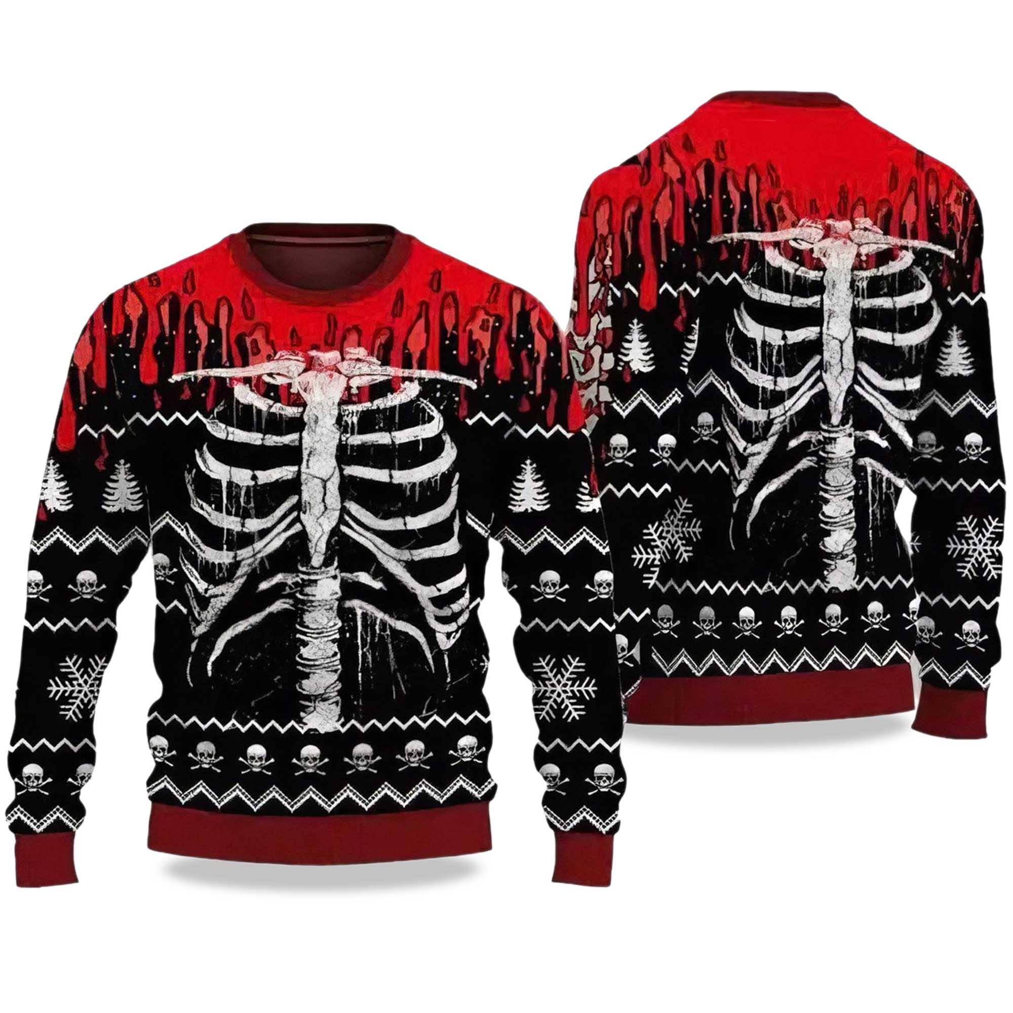 Skeleton Skull Spooky Ugly Sweater Halloween 2025