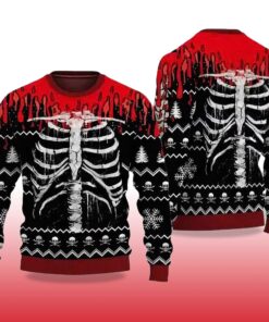 Alternative view of Skeleton Skull Spooky Ugly Sweater Halloween 2025
