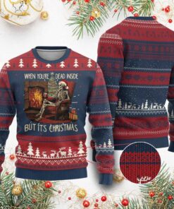 Skeleton When You're Dead Inside But It's Christmas Ugly Sweater