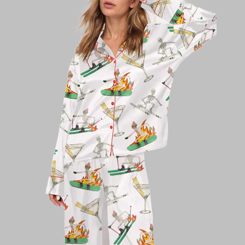 Skiing Skeleton Pajama Set For Women - Image 2