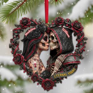 Alternative view of Skull Couple Ornament Personalized Christmas Gifts 04OHMG231025