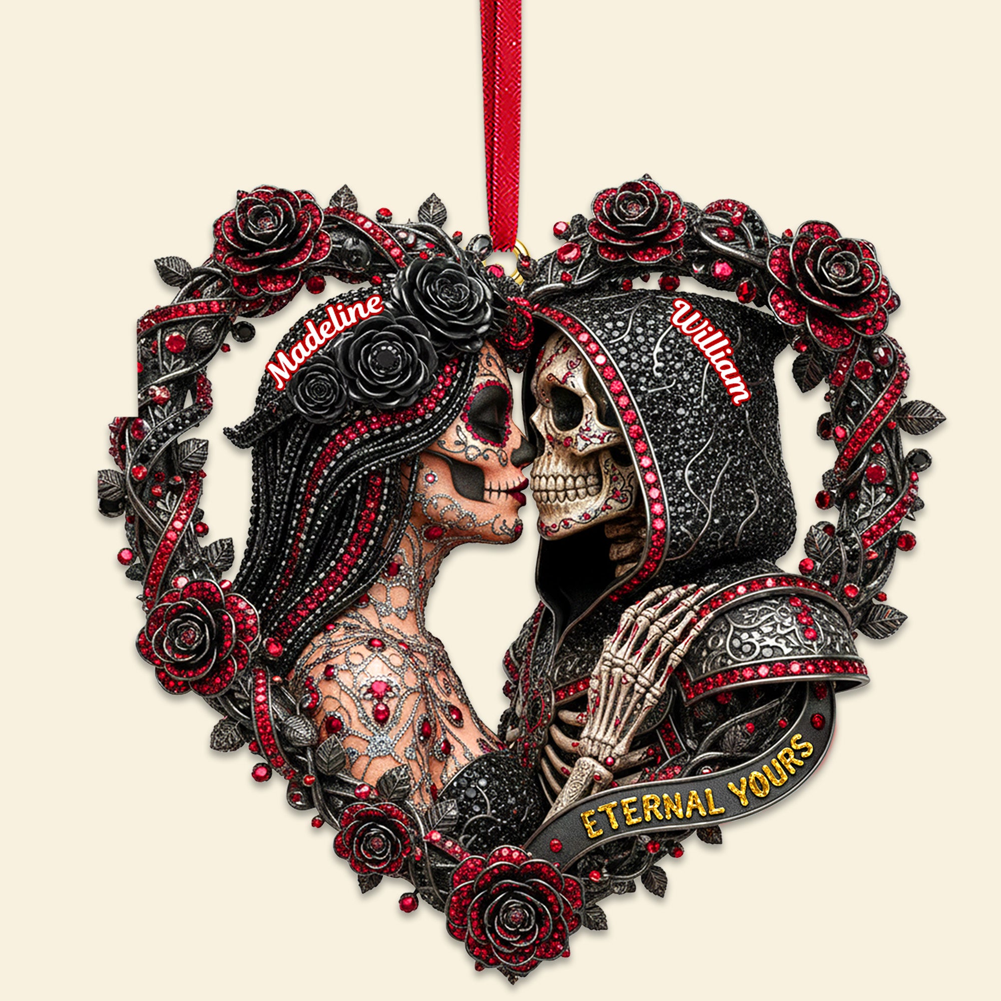 Skull Couple Ornament Personalized Christmas Gifts 04OHMG231025 - Image 3