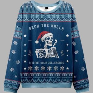 Alternative view of Skull Deck the Halls and Not Your Colleagues Ugly Christmas Sweater - gullprint.com