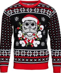 Skull Print Crew Neck Ugly Christmas Sweatshirt