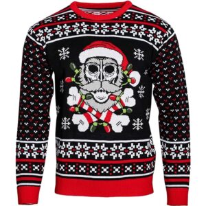 Skull Print Crew Neck Ugly Christmas Sweatshirt - Grishko.com