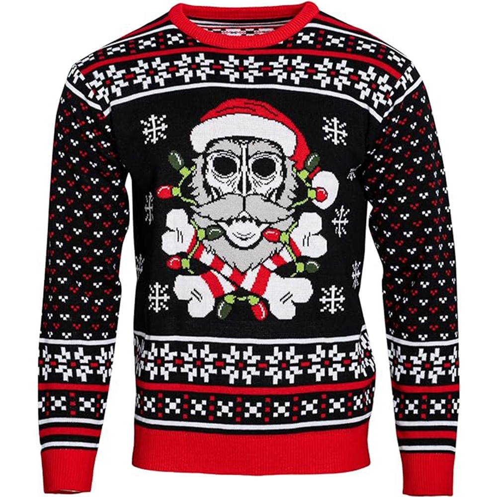 Skull Print Crew Neck Ugly Christmas Sweatshirt - Grishko.com