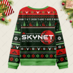 Alternative view of Skynet Ugly Christmas Fuzzy Fleece Sweatshirt