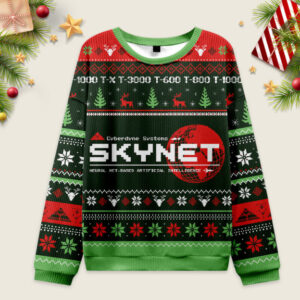 Skynet Ugly Christmas Fuzzy Fleece Sweatshirt